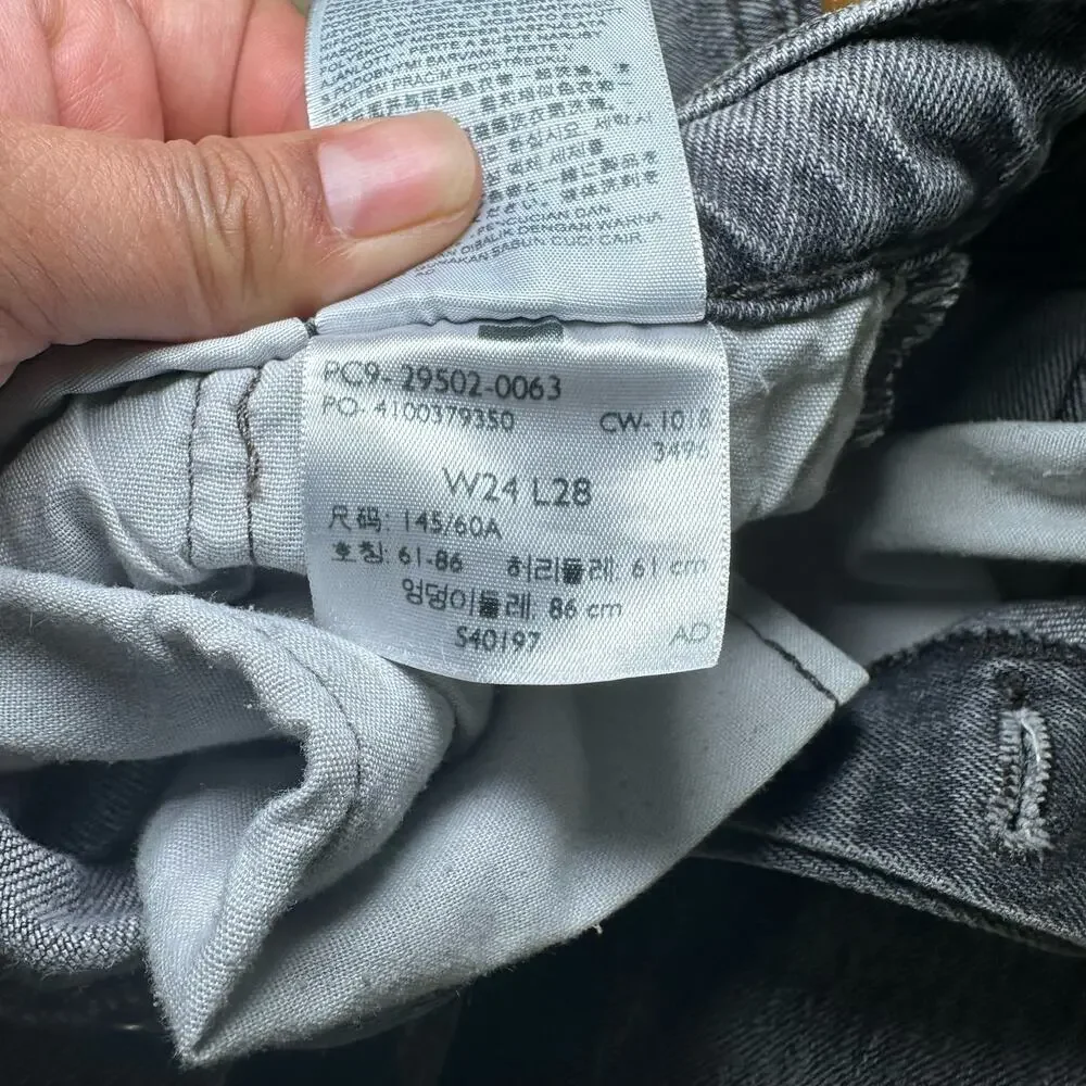 Levi’s 501 Premium Denim Jeans Gray‎ Wash Size 24 Button Fly Raw Hem
